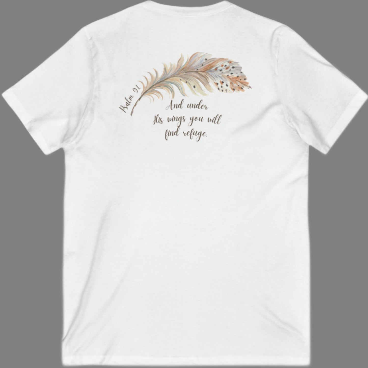 Christian Women's Psalm 91 vneck tshirt. Short Sleeve v-neck bible verse scripture tshirt