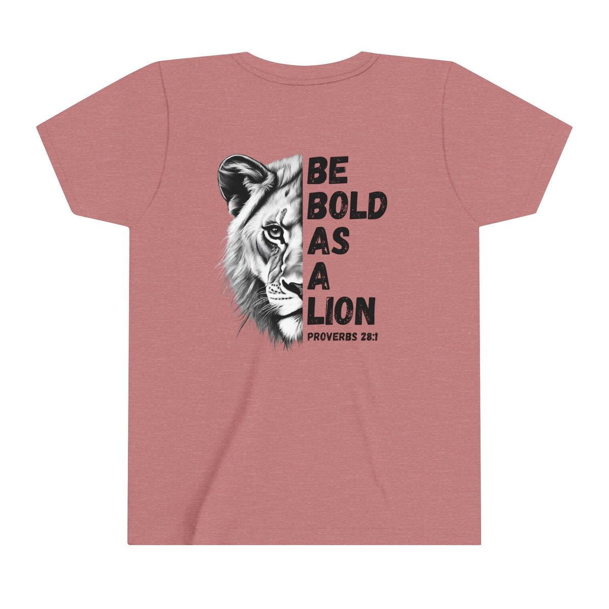 Kids Be Bold As A Lion Youth Short Sleeve Tee. Black & White Design