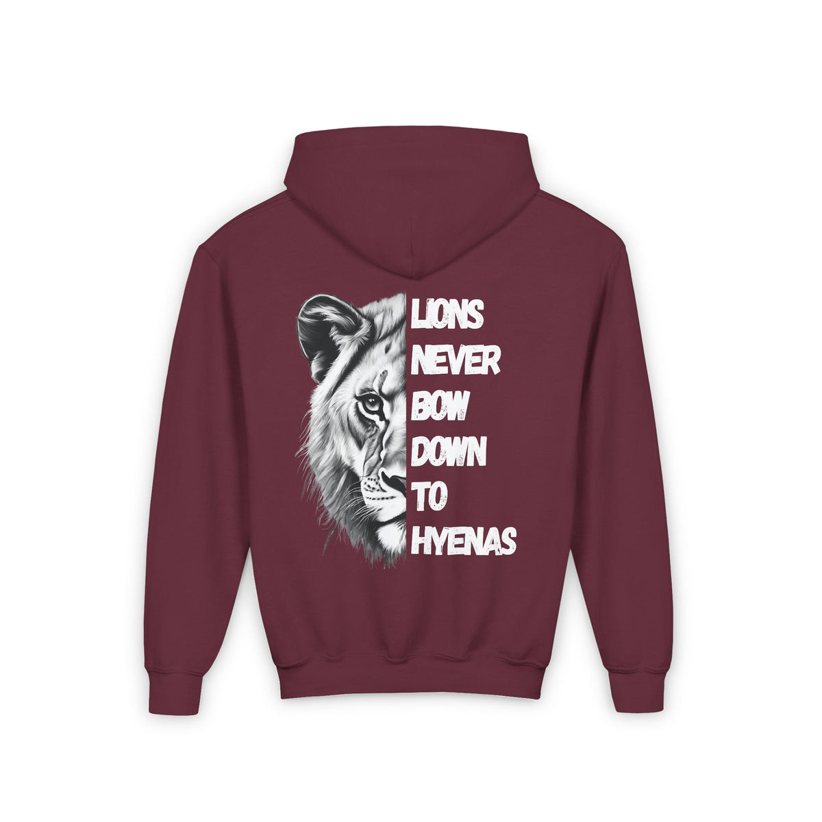 Kids Lions Never Bow Down To Hyenas Hooded Sweatshirt