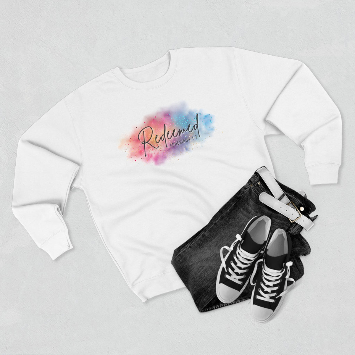 Experience the ultimate comfort with our Redeemed Super Soft Crewneck Christian Sweatshirt. Made from the softest material and featuring a splash of color, this sweatshirt is perfect for everyday wear. Let the inspiring bible verse remind you of the power of redemption.