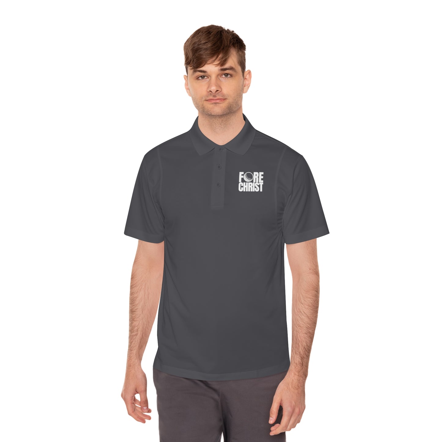 Men's 'Fore Christ' Sport Polo Shirt, Faith-Inspired Activewear, Christian Polo for Golf & Casual Outings, Men's Casual Wear