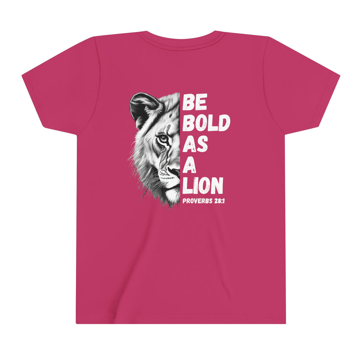 Kids Be Bold As A Lion Youth Short Sleeve Tee. Black & White Design