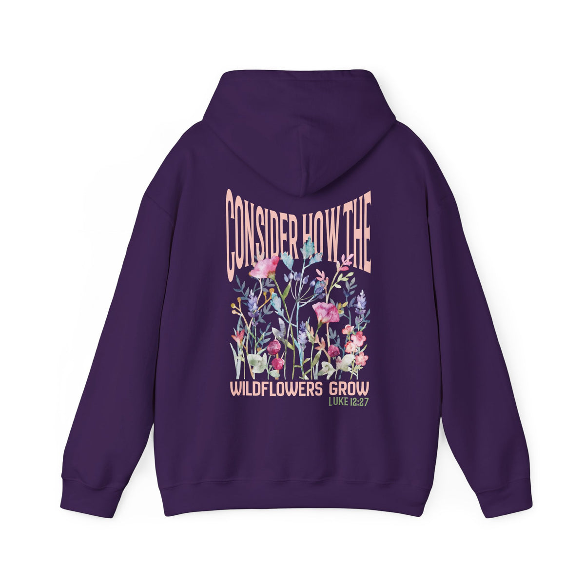 Consider How the Wildflowers Grow Bible Verse Hoodie, Christian Floral Hooded Sweatshirt