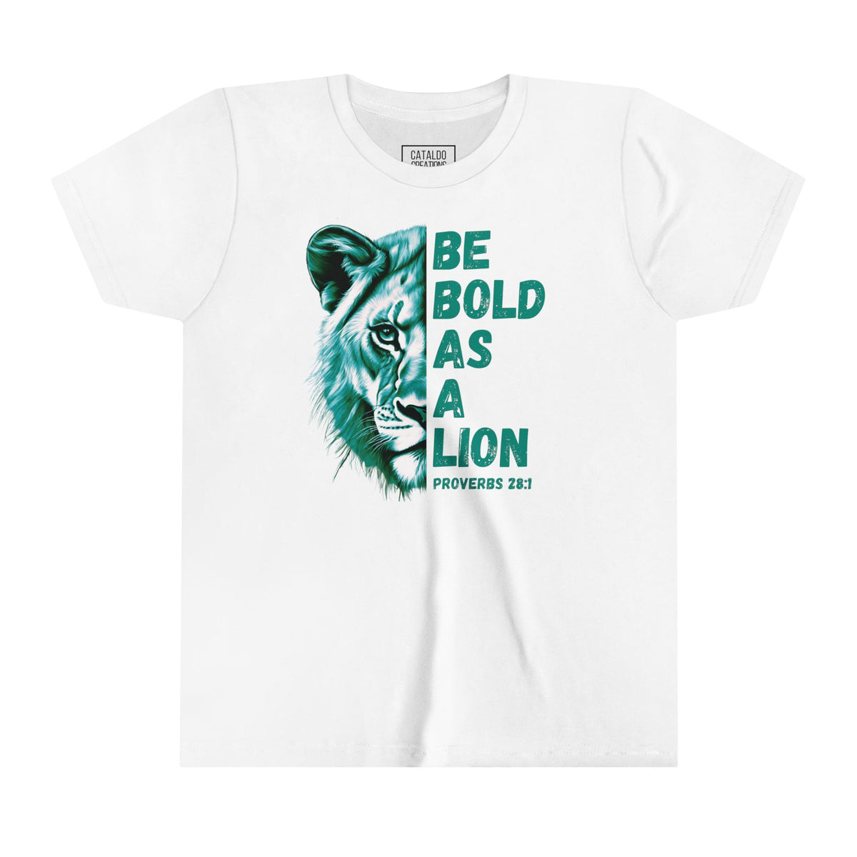 Kids Be Bold As A Lion Bible Verse Short Sleeve Tee - Green Design