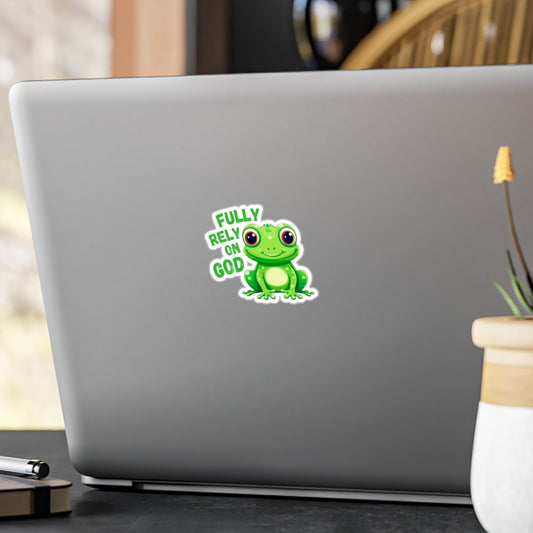 FROG Sticker, Fully Rely On God Christian Sticker Decal, Frog Laptop Sticker, Nature Aesthetic, Gift for Faith Lovers