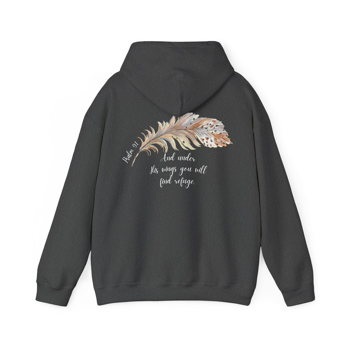 Psalm 91:4 Under His Wings You Will Find Refuge Heavyweight Sweatshirt, Feather Design For Women, Beautiful Christian Apparel