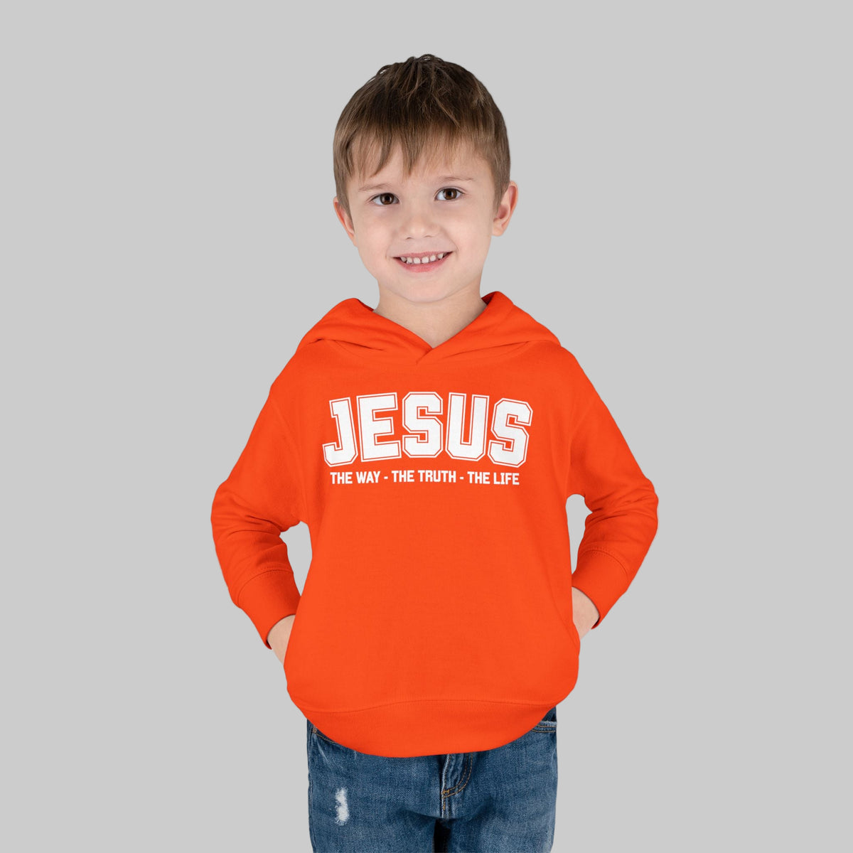Toddler Jesus The Way, The Truth, The Life Pullover Fleece Hoodie, Christian Jesus Hoodie For Toddlers