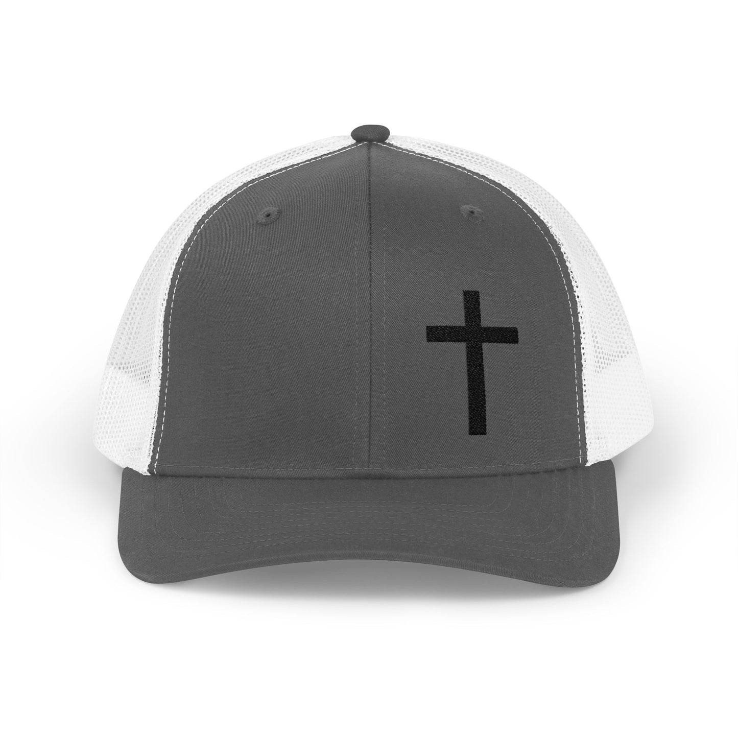 Faith-Inspired Snapback Trucker Cap with Embroidered Cross Design