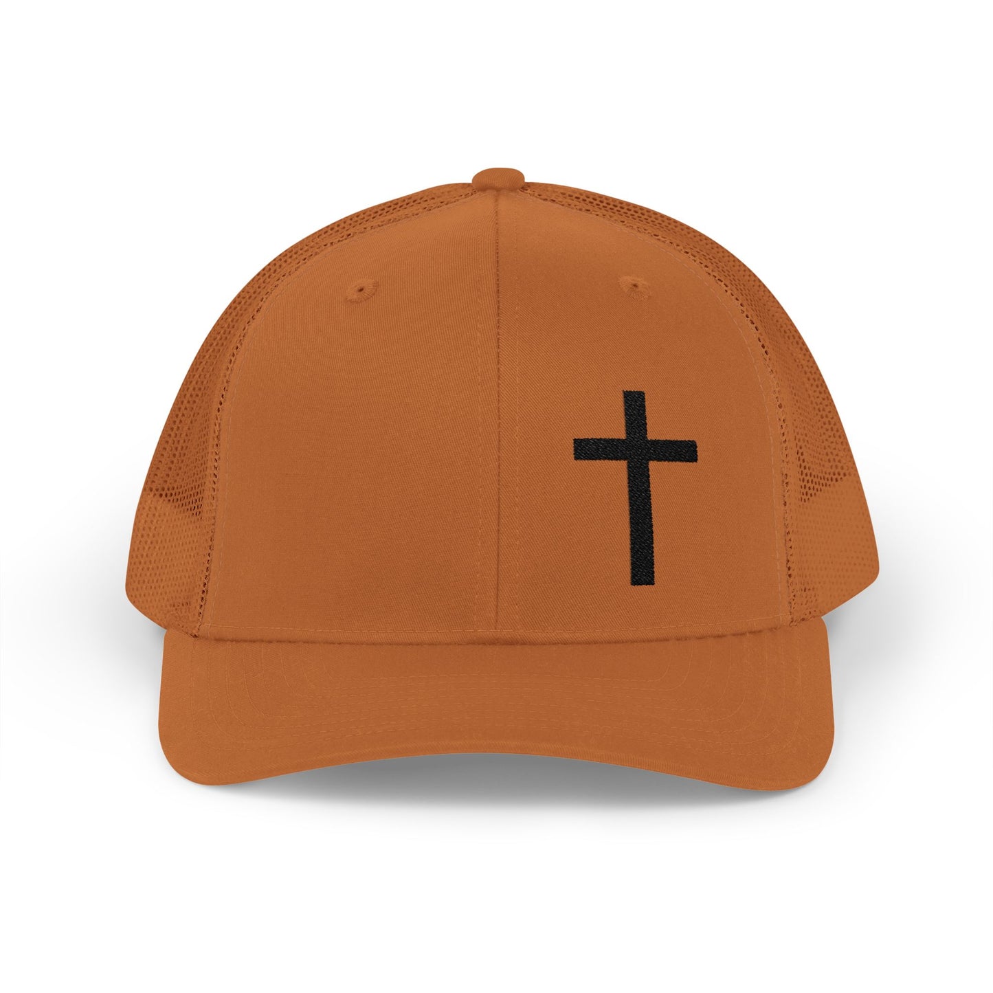 Faith-Inspired Snapback Trucker Cap with Embroidered Cross Design