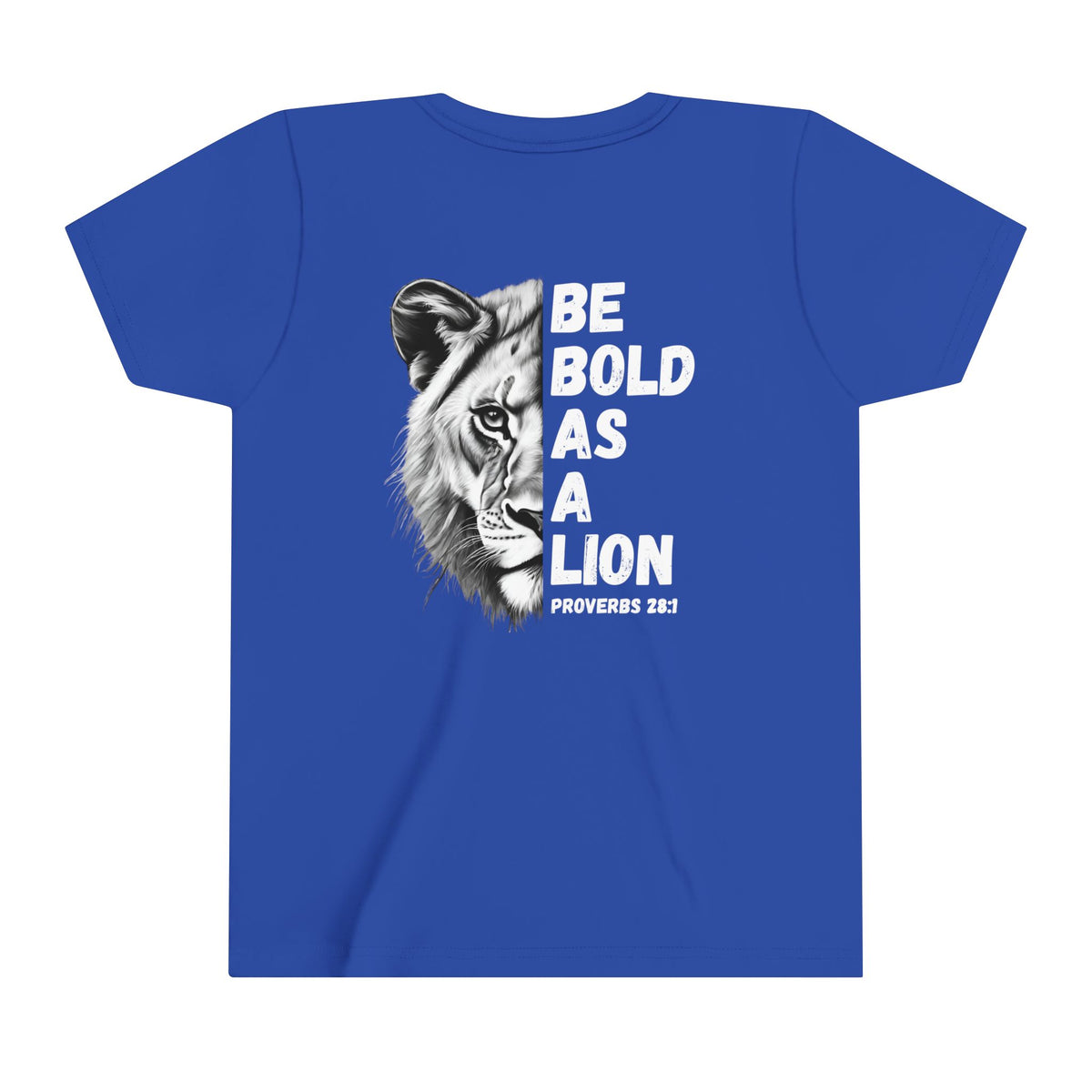 Kids Be Bold As A Lion Youth Short Sleeve Tee. Black & White Design