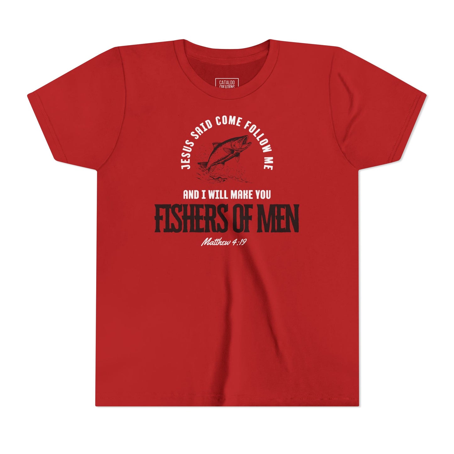 Fishers Of Men Youth Short Sleeve Scripture Tee - Inspirational Jesus Design