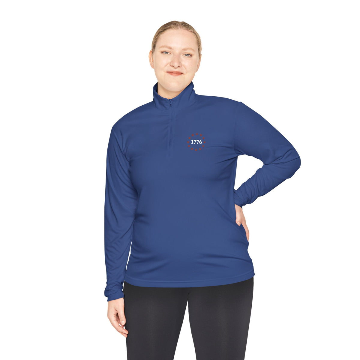 1776 One Nation Under God Patriotic Quarter-Zip. Fast Drying And Lightweight Athletic Pullover