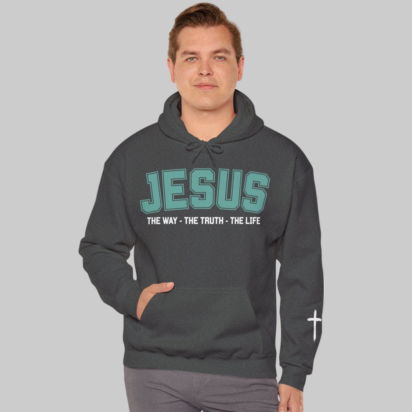 Jesus The Way The Truth The Life Inspirational Hoodie for Faithful Individuals, Religious Gift, Christian Apparel, Spiritual Wear