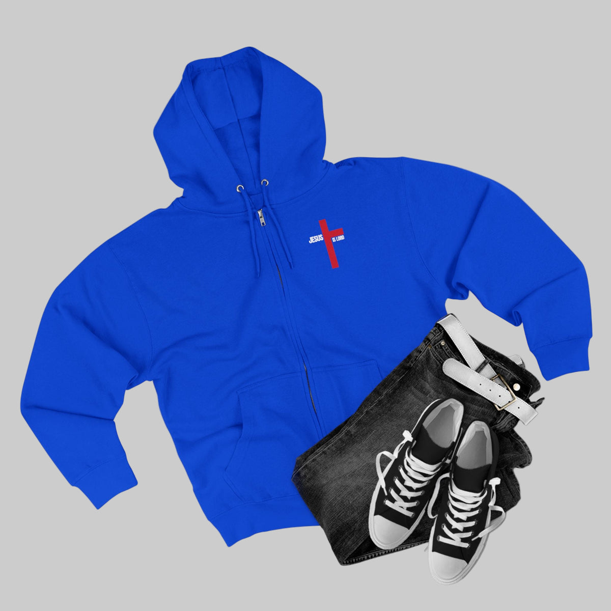 Every Knee Will Bow And Every Tongue Confess Jesus Is Lord Faith-Inspired Full Zip Hoodie | Inspirational Apparel, Christian Gift