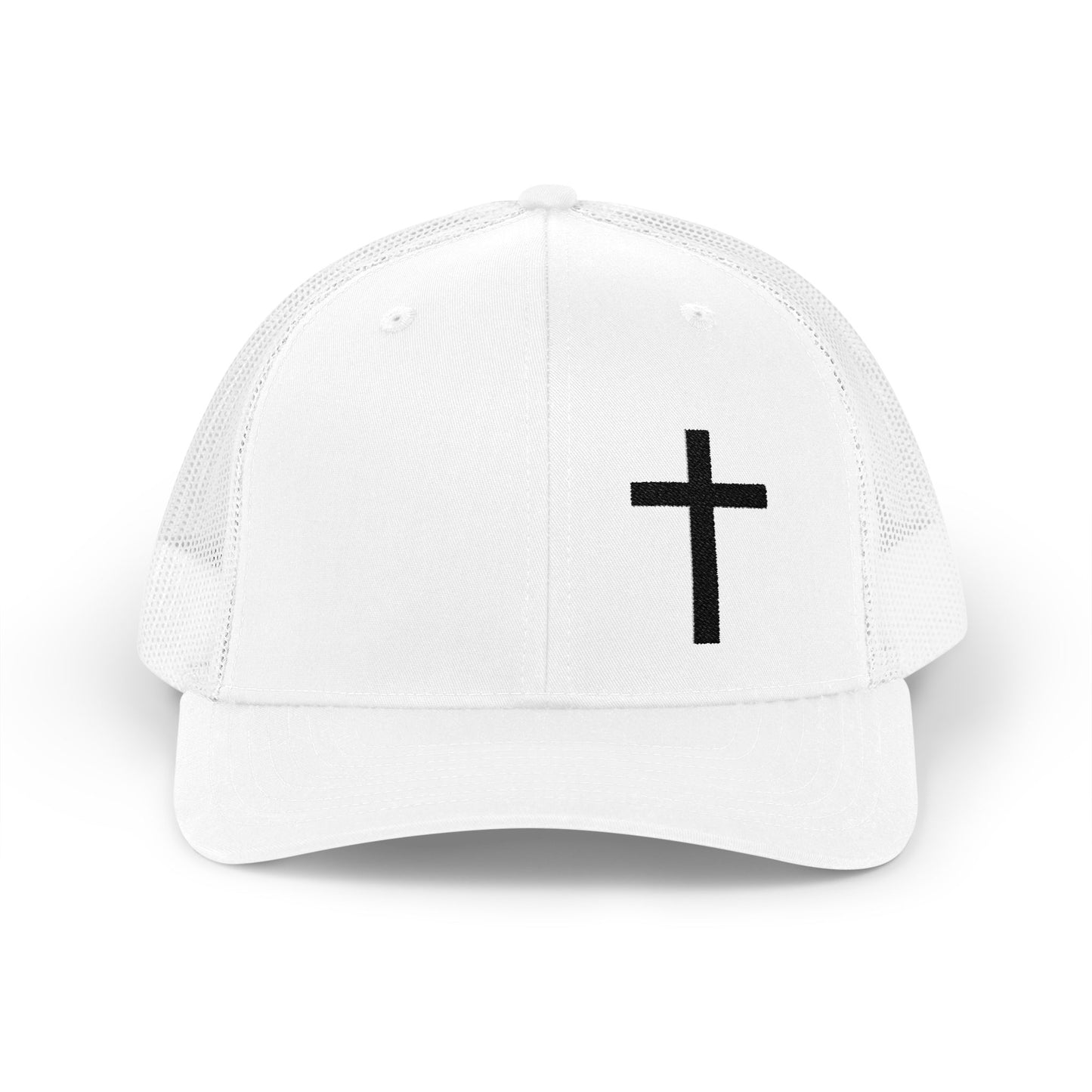 Faith-Inspired Snapback Trucker Cap with Embroidered Cross Design