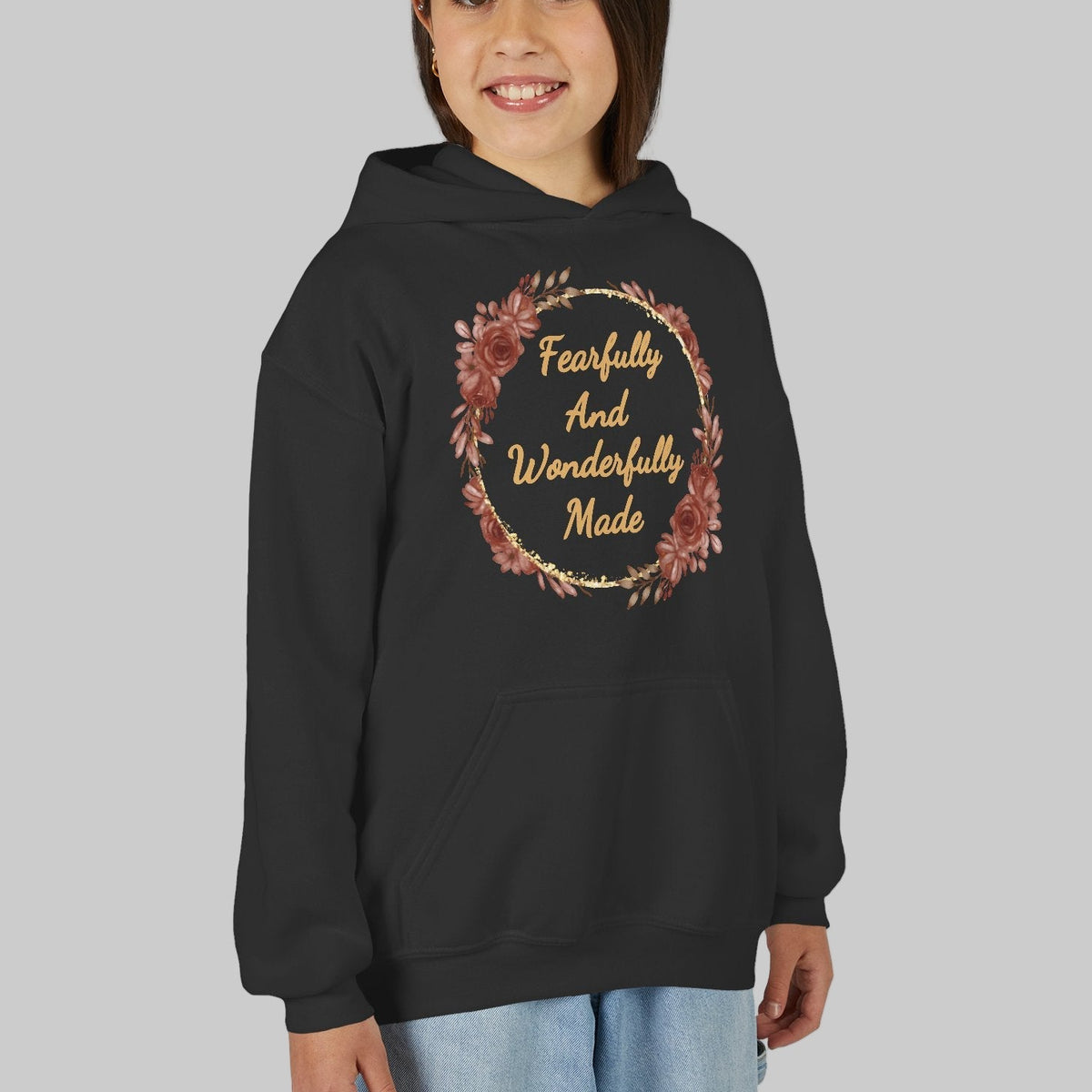 Girls Fearfully and Wonderfully Made Youth Hoodie | Bible Verse Sweatshirt for Kids, Gifts for Teens Girls, Motivational Christian Apparel