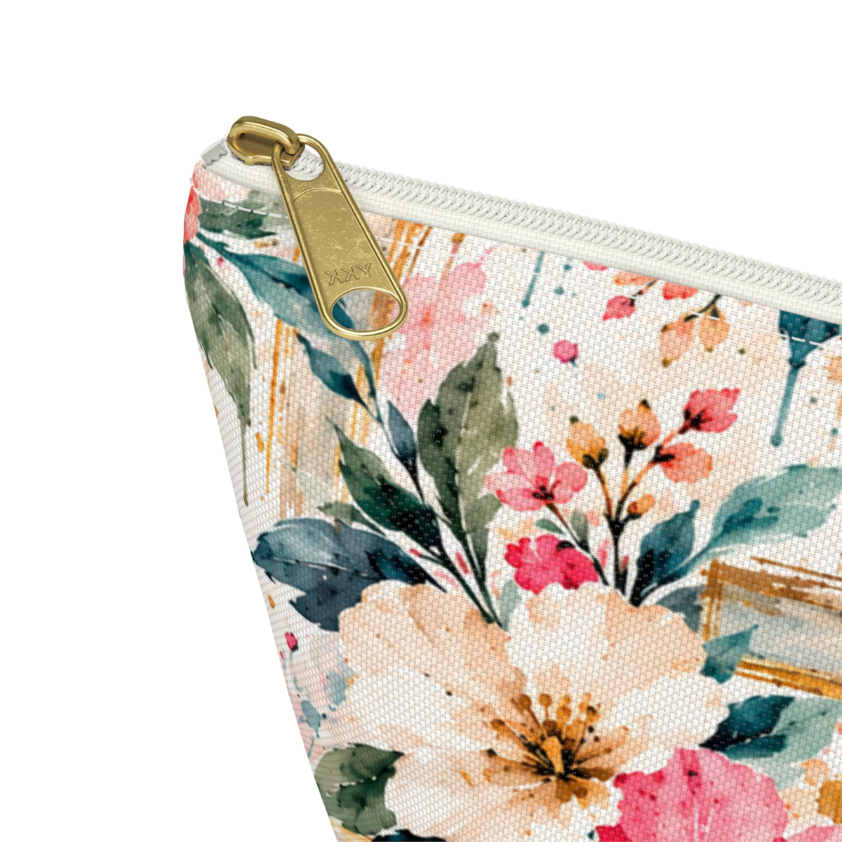 Watercolor Floral Cross Makeup Bag – Christian Cosmetic & Accessory Pouch | Small & Large