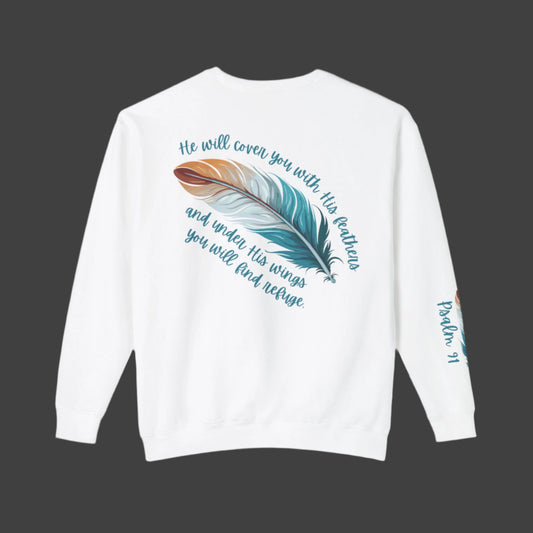Psalm 91:4 Lightweight Crewneck Sweatshirt