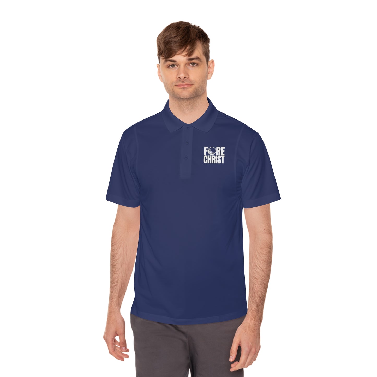 Men's 'Fore Christ' Sport Polo Shirt, Faith-Inspired Activewear, Christian Polo for Golf & Casual Outings, Men's Casual Wear