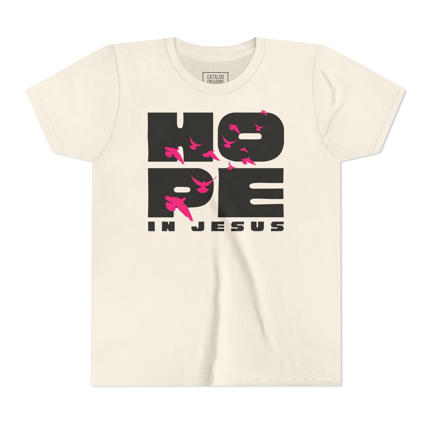 Hope in Jesus Youth Tee, Inspirational Kids Shirt, Faith-Based T-Shirt, Christian Apparel, Gifts for Church Events