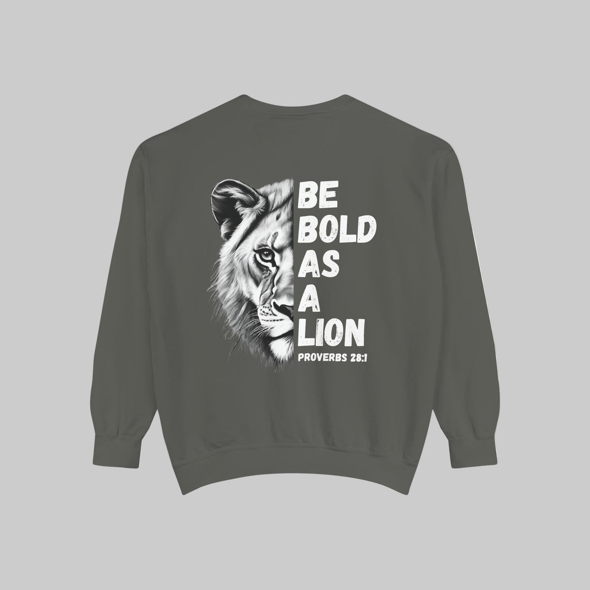 Be Bold As A Lion Christian Premium Crewneck Sweatshirt, Faith Based Proverbs Bible Verse Sweatshirt