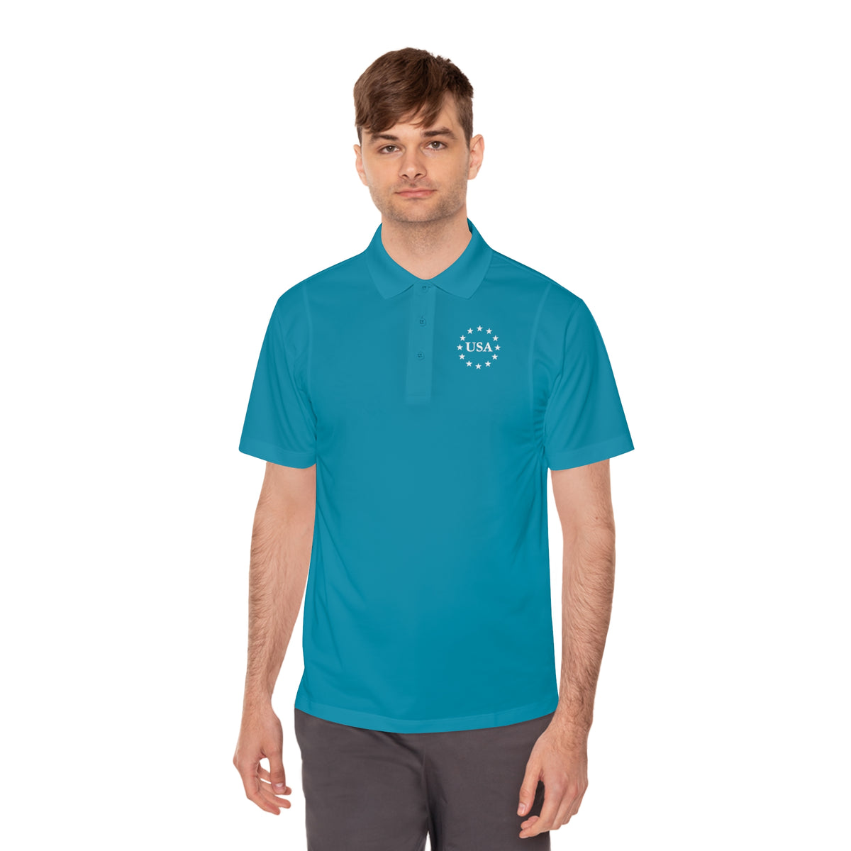 USA American Flag Men's Sport Polo Shirt - Patriotic Golf Polo