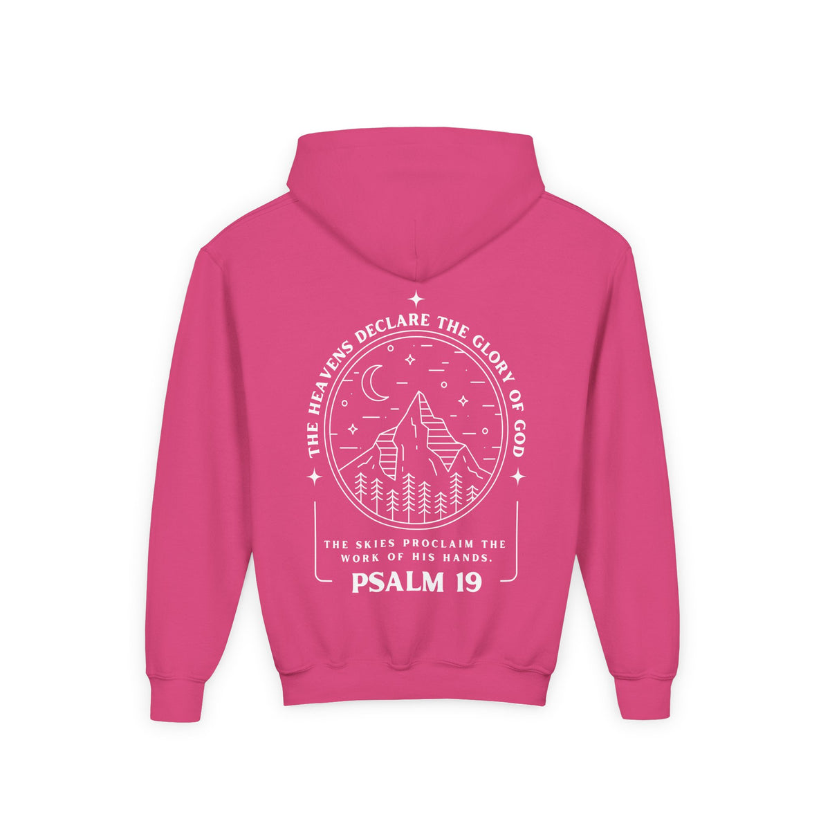 Youth Psalm 19 Hooded Sweatshirt, Cozy Kids Christian Apparel, 'The Heavens Declare The Glory Of God' Teen Bible Verse Hoodie