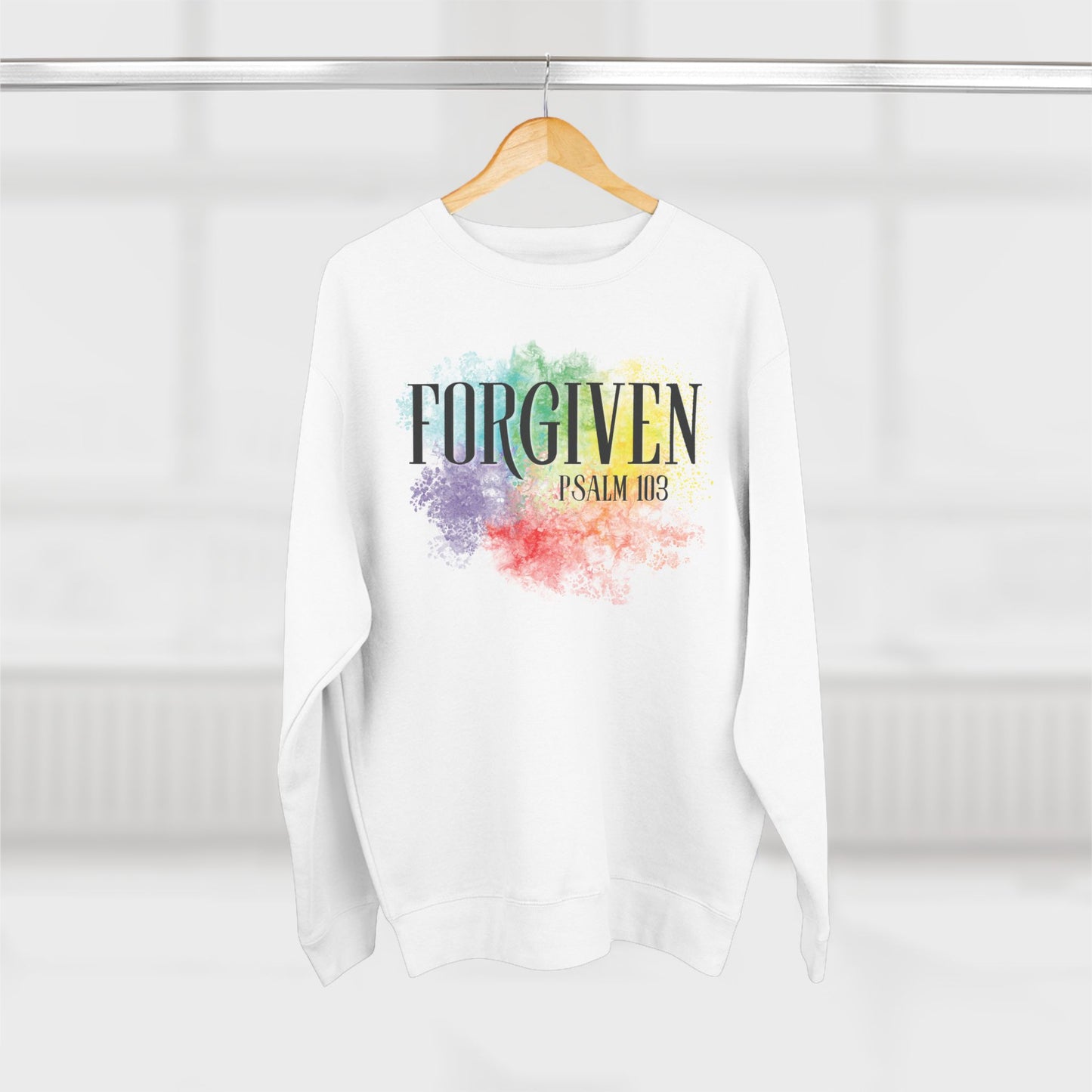 Experience the ultimate comfort and style with our Forgiven Christian Crewneck Super Soft Sweatshirt. This Psalm 103 inspired sweatshirt will not only keep you warm, but also add a splash of color to your wardrobe. Embrace forgiveness and show your faith with this must-have piece.