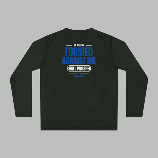 No Weapon Formed Against Me Athletic Long Sleeve Shirt +UV Protection