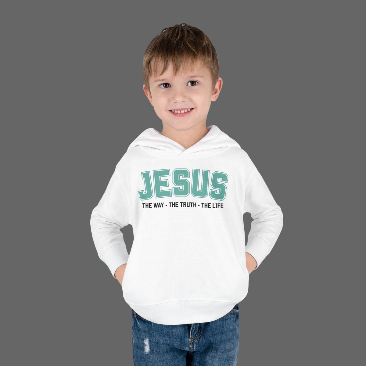 Toddler Jesus The Way, The Truth, The Life Pullover Fleece Hoodie, Christian Jesus Hoodie For Toddlers