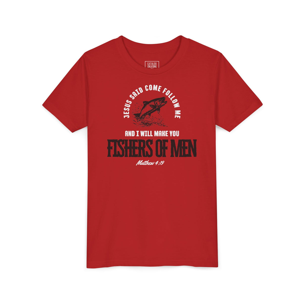 Fishers Of Men Youth Short Sleeve Scripture Tee - Inspirational Jesus Design