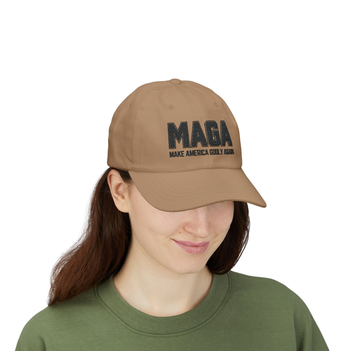 Make America Godly Again Classic Hat. Black Embroidered Design