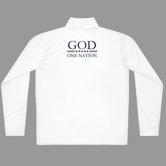 1776 One Nation Under God Patriotic Quarter-Zip. Fast Drying And Lightweight Athletic Pullover