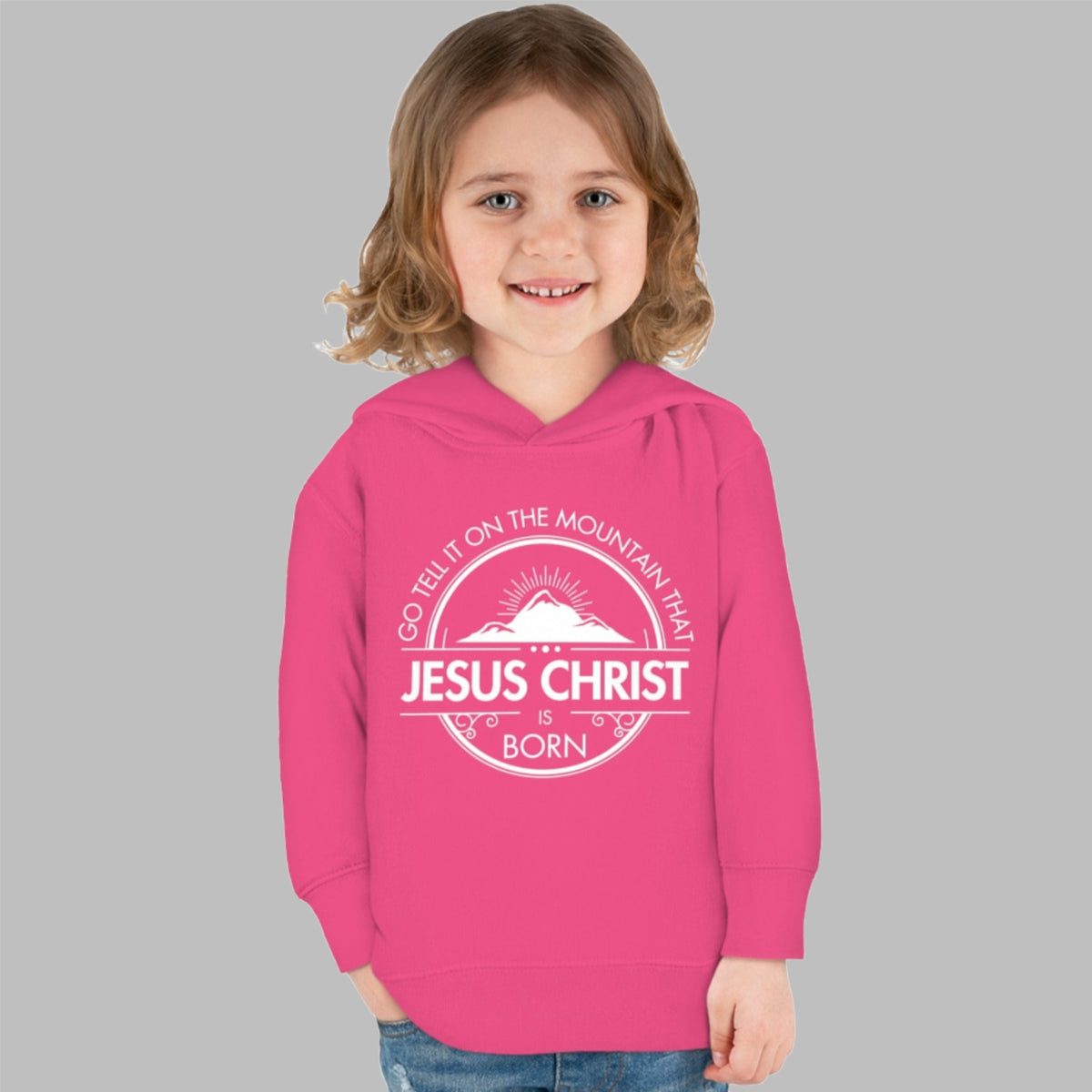Toddler Go Tell It On The Mountain Jesus Hoodie. Toddler Christian Pullover Fleece Hoodie