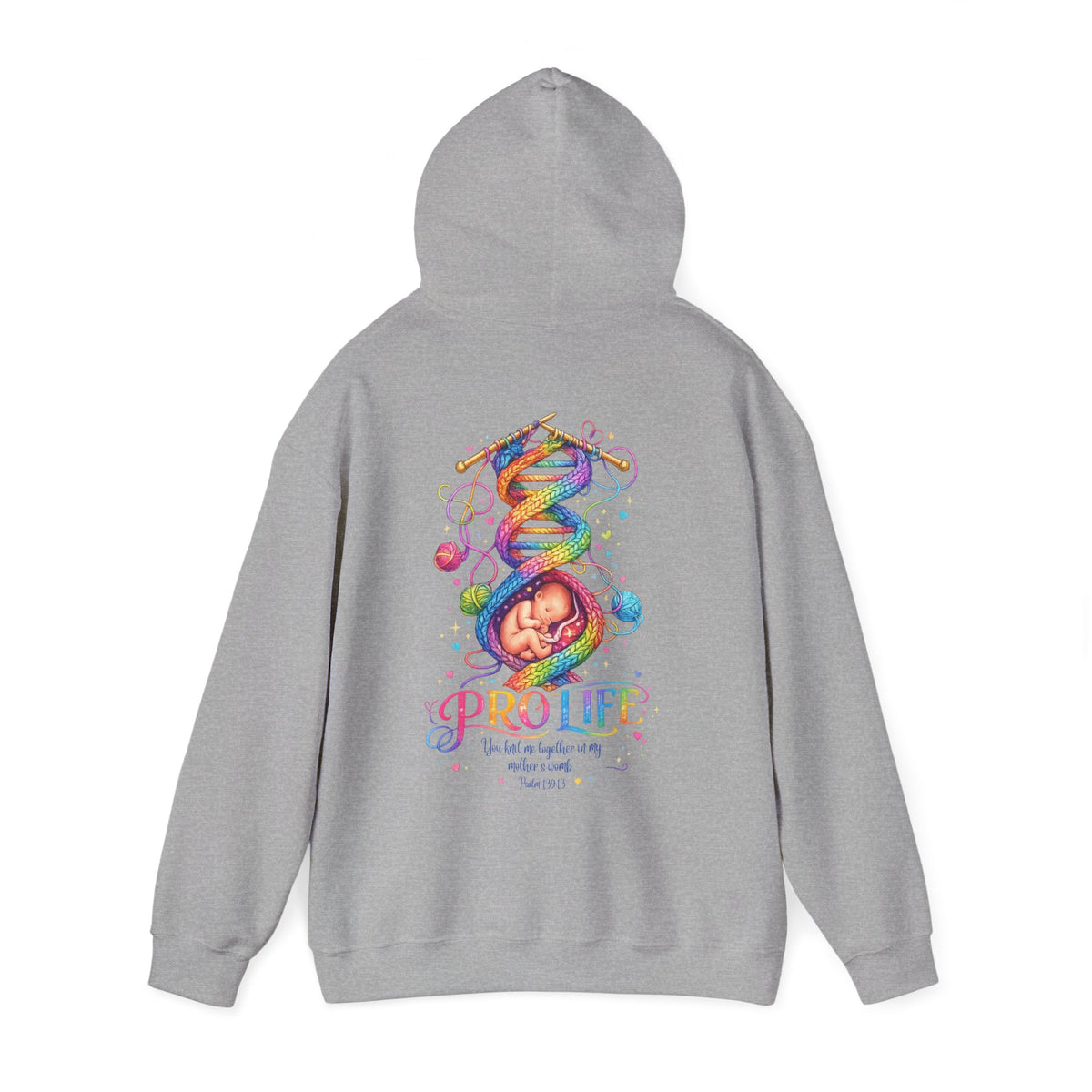 Pro-Life Christian Hoodie, Psalm 139 "You Knit Me Together" Heavy Blend Hooded Sweatshirt