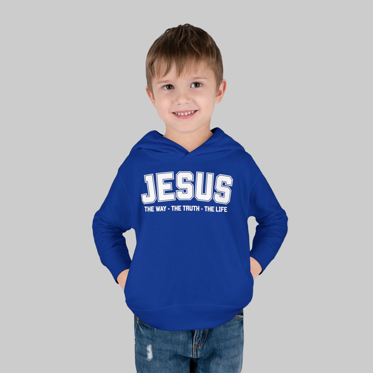 Toddler Jesus The Way, The Truth, The Life Pullover Fleece Hoodie, Christian Jesus Hoodie For Toddlers