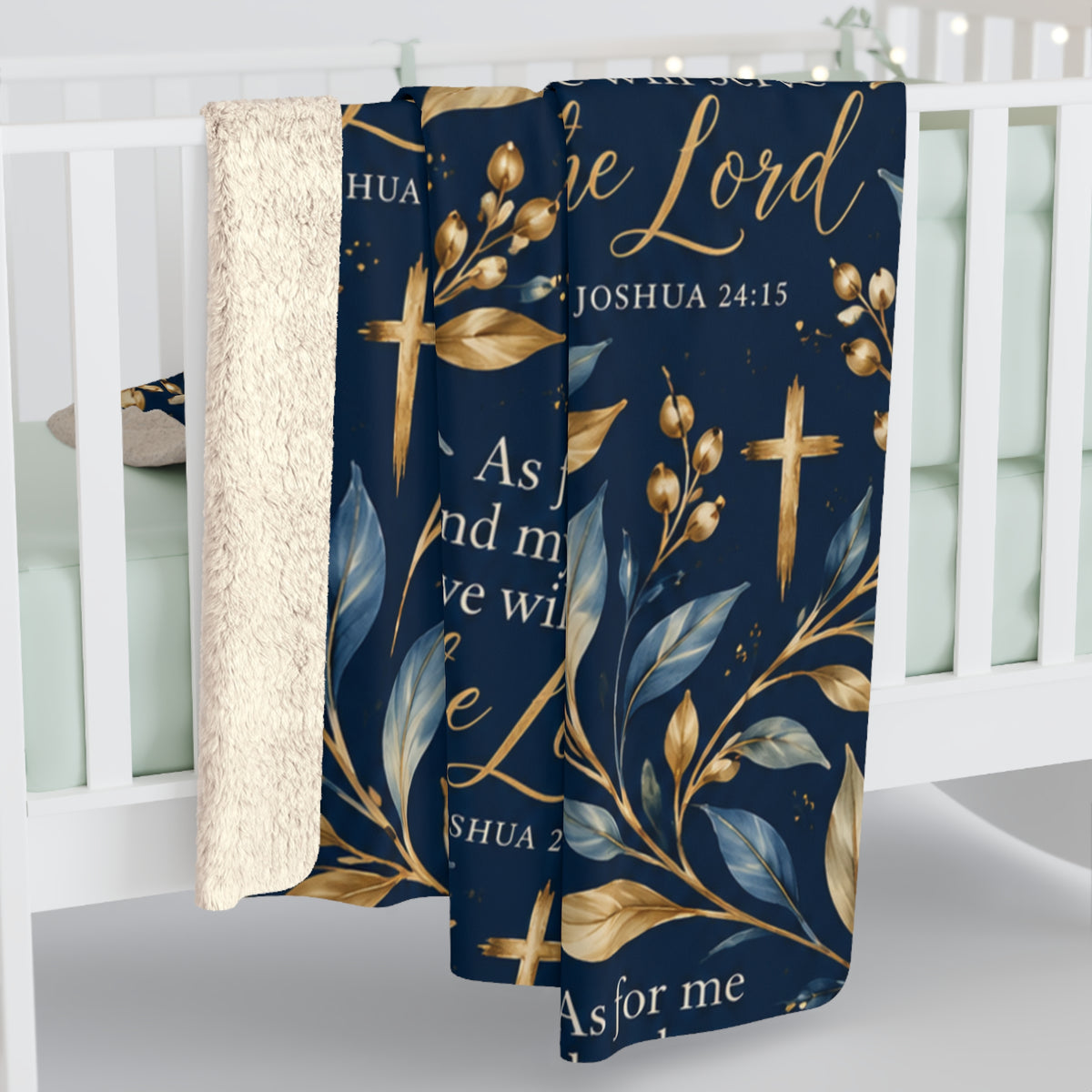 As for Me and My House Sherpa Blanket | Joshua 24:15 Christian Bible Verse Throw
