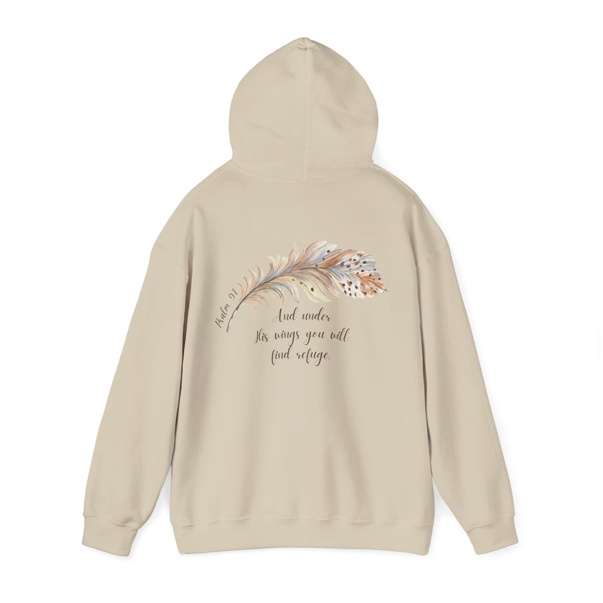 Psalm 91:4 Under His Wings You Will Find Refuge Heavyweight Sweatshirt, Feather Design For Women, Beautiful Christian Apparel