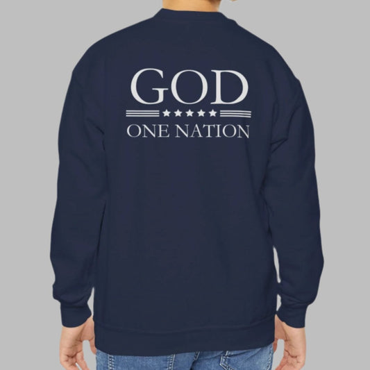 Kids One Nation Under God 1776 Crewneck Sweatshirt