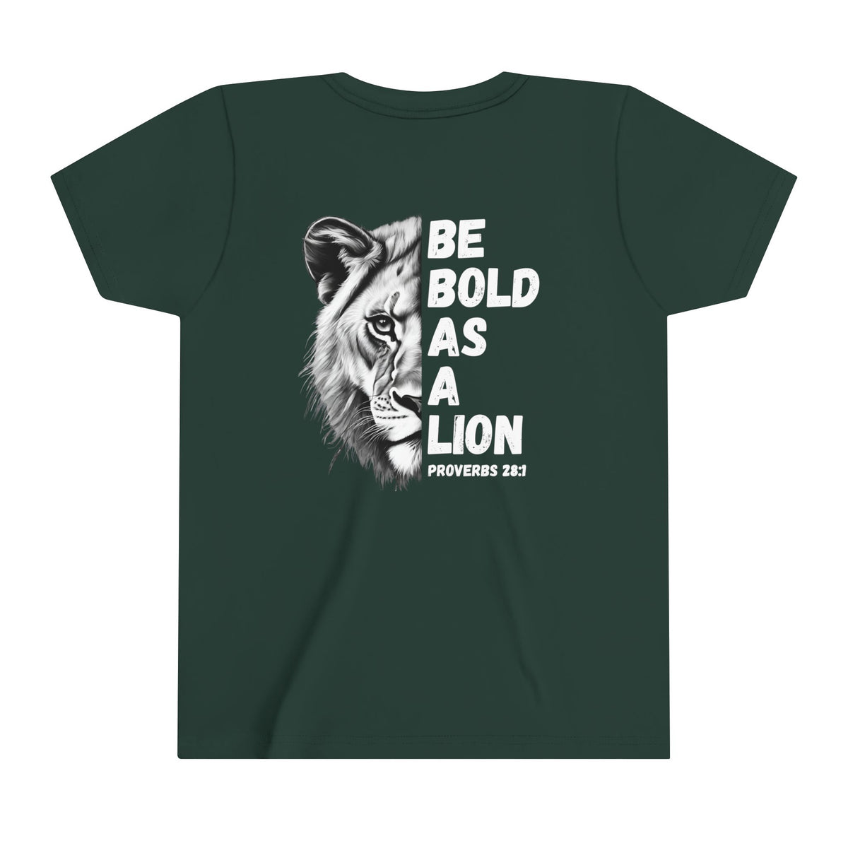 Kids Be Bold As A Lion Youth Short Sleeve Tee. Black & White Design