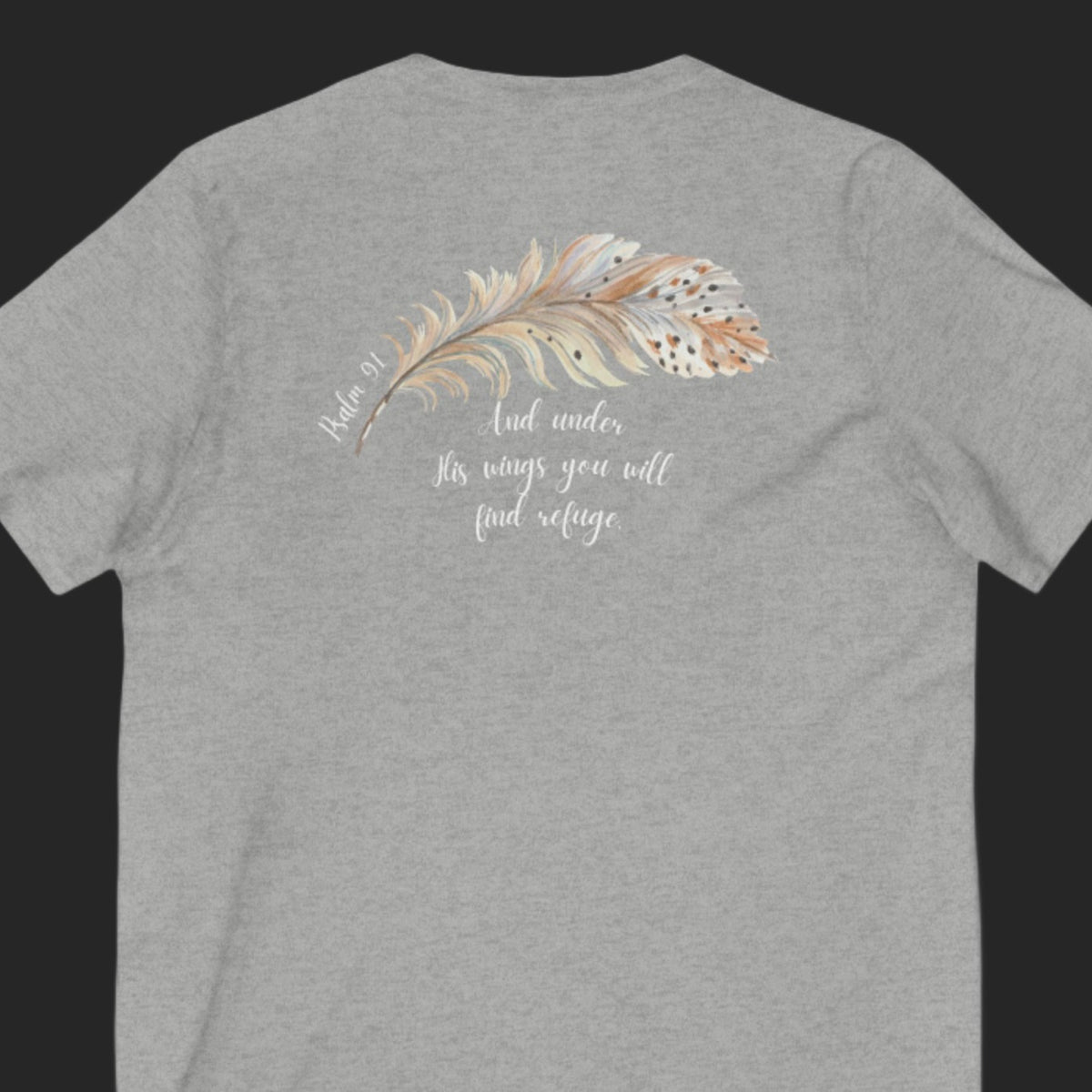 Christian Women's Psalm 91 vneck tshirt. Short Sleeve v-neck bible verse scripture tshirt