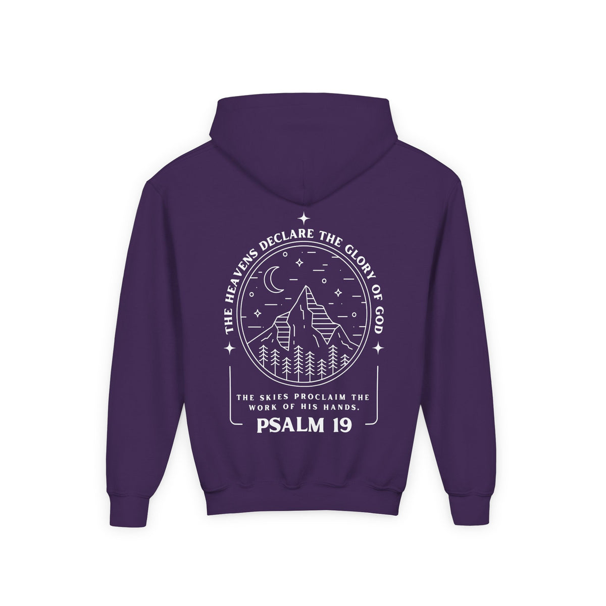 Youth Psalm 19 Hooded Sweatshirt, Cozy Kids Christian Apparel, 'The Heavens Declare The Glory Of God' Teen Bible Verse Hoodie
