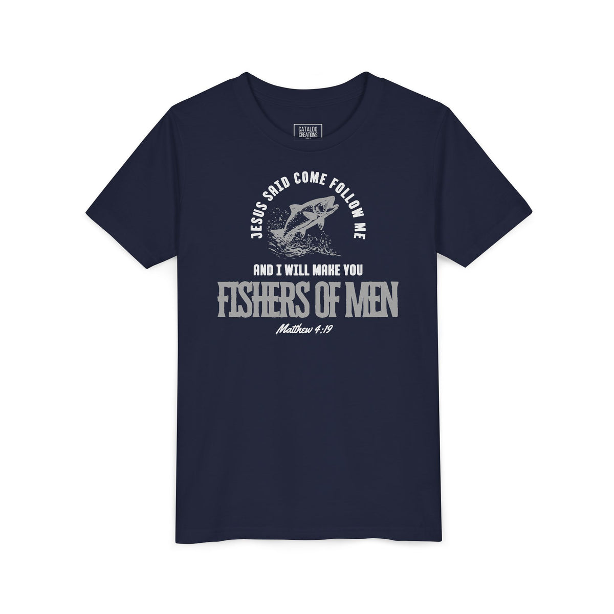Fishers Of Men Youth Short Sleeve Scripture Tee - Inspirational Jesus Design