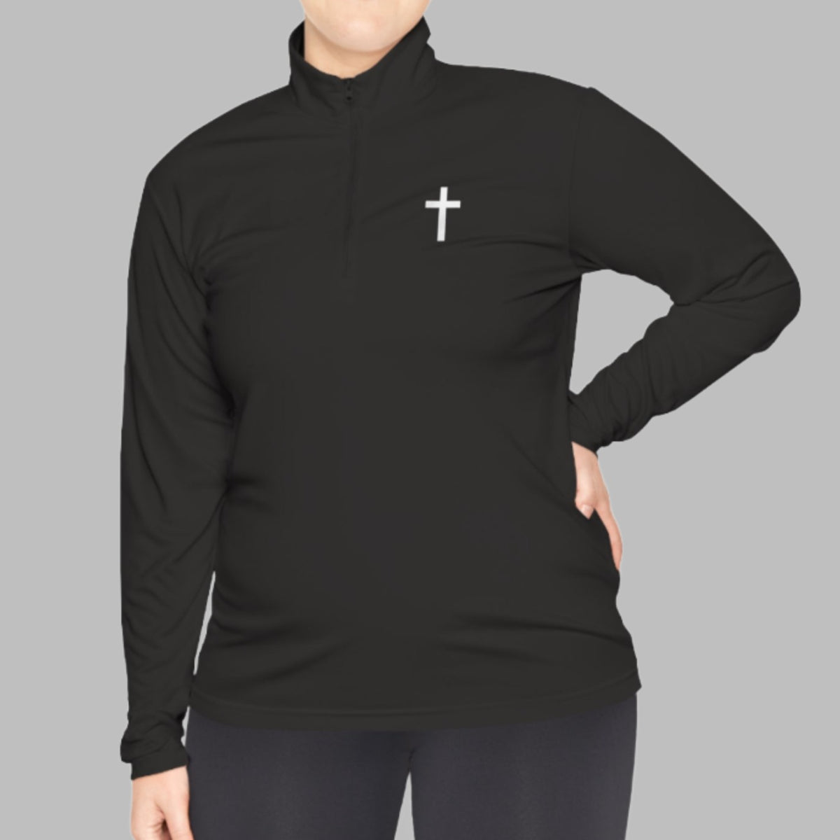 The Cross Quarter-Zip Pullover has a small cross on the front chest pocket. A perfect and simple way to wear your faith on the golf course, trails, boat and more! Cataldo Creations. Christian Apparel. Faith Based Apparel.