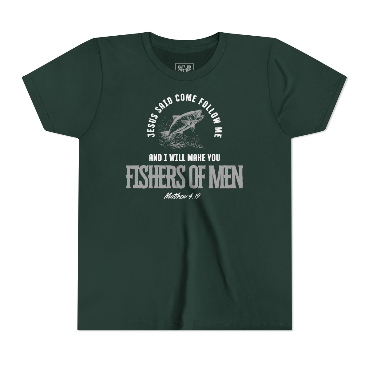 Fishers Of Men Youth Short Sleeve Scripture Tee - Inspirational Jesus Design