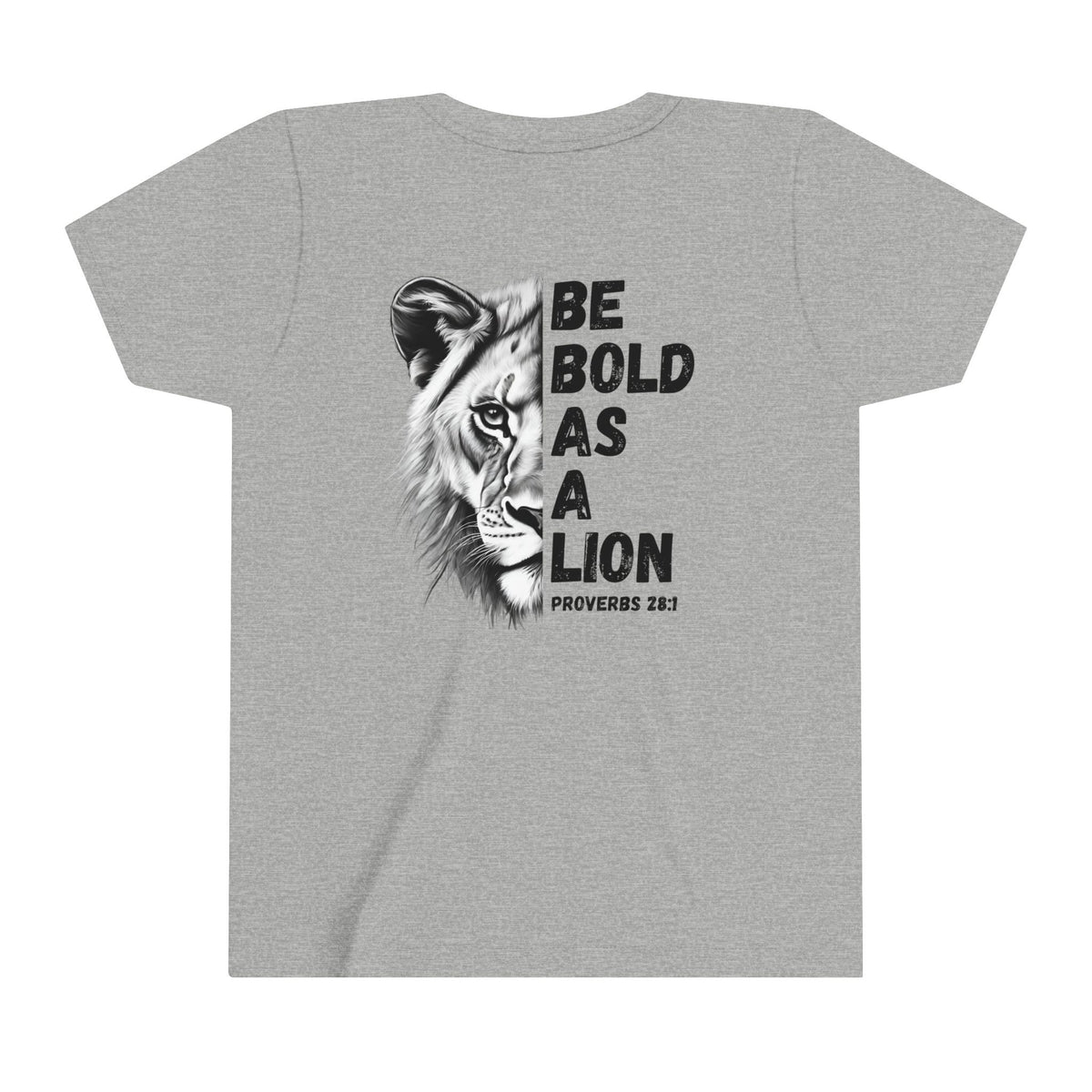 Kids Be Bold As A Lion Youth Short Sleeve Tee. Black & White Design