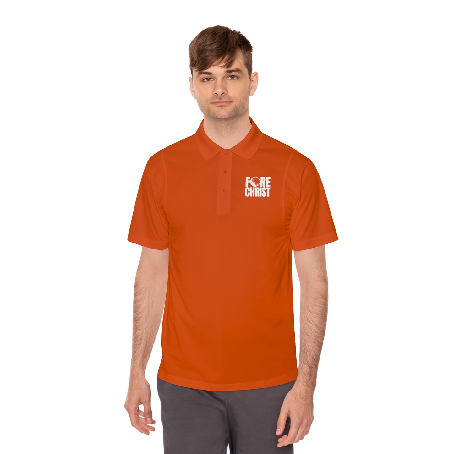 Men's 'Fore Christ' Sport Polo Shirt, Faith-Inspired Activewear, Christian Polo for Golf & Casual Outings, Men's Casual Wear
