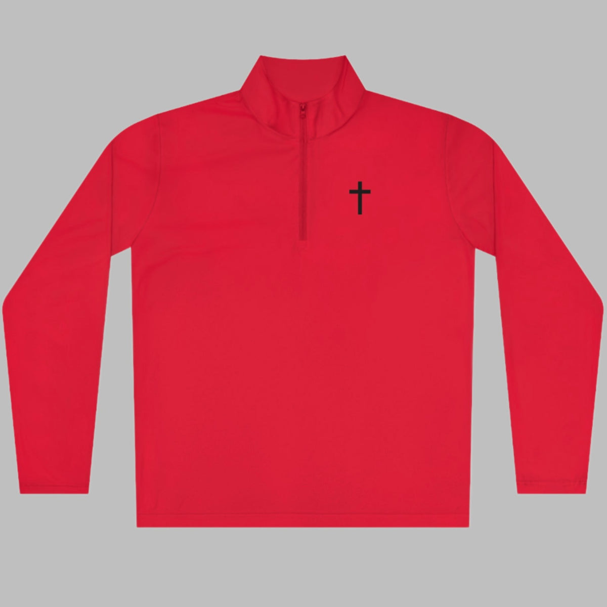 The Cross Quarter-Zip Pullover has a small cross on the front chest pocket. A perfect and simple way to wear your faith on the golf course, trails, boat and more! Cataldo Creations. Christian Apparel. Faith Based Apparel.