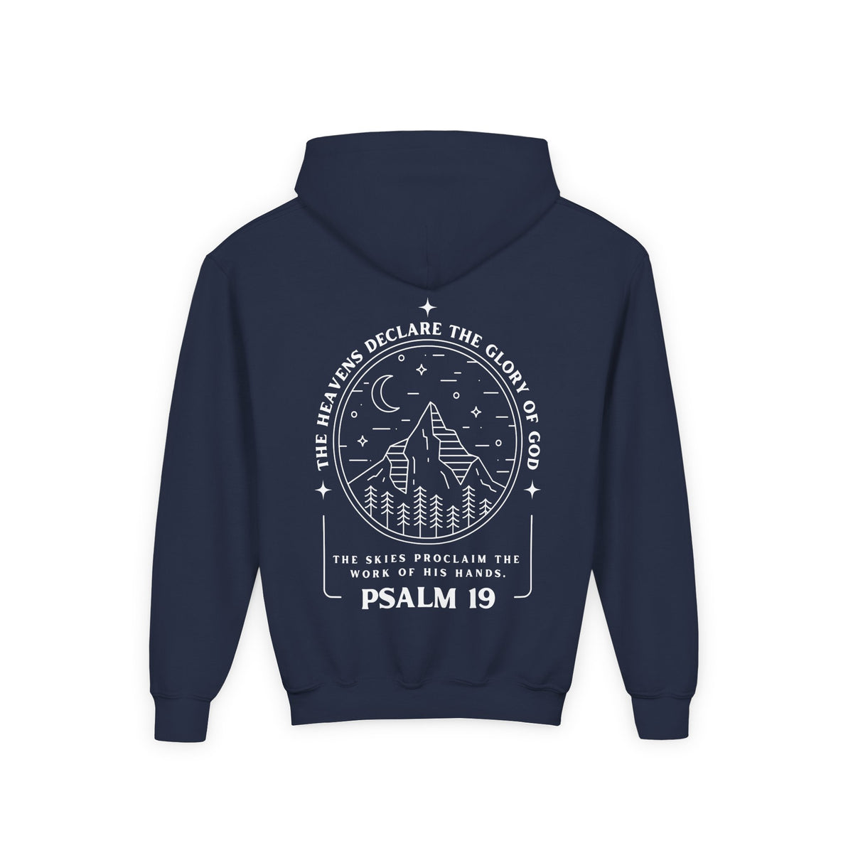 Youth Psalm 19 Hooded Sweatshirt, Cozy Kids Christian Apparel, 'The Heavens Declare The Glory Of God' Teen Bible Verse Hoodie