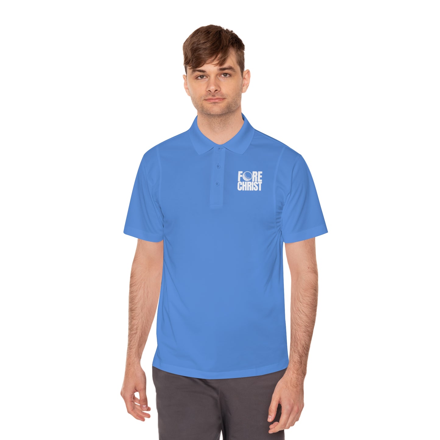 Men's 'Fore Christ' Sport Polo Shirt, Faith-Inspired Activewear, Christian Polo for Golf & Casual Outings, Men's Casual Wear